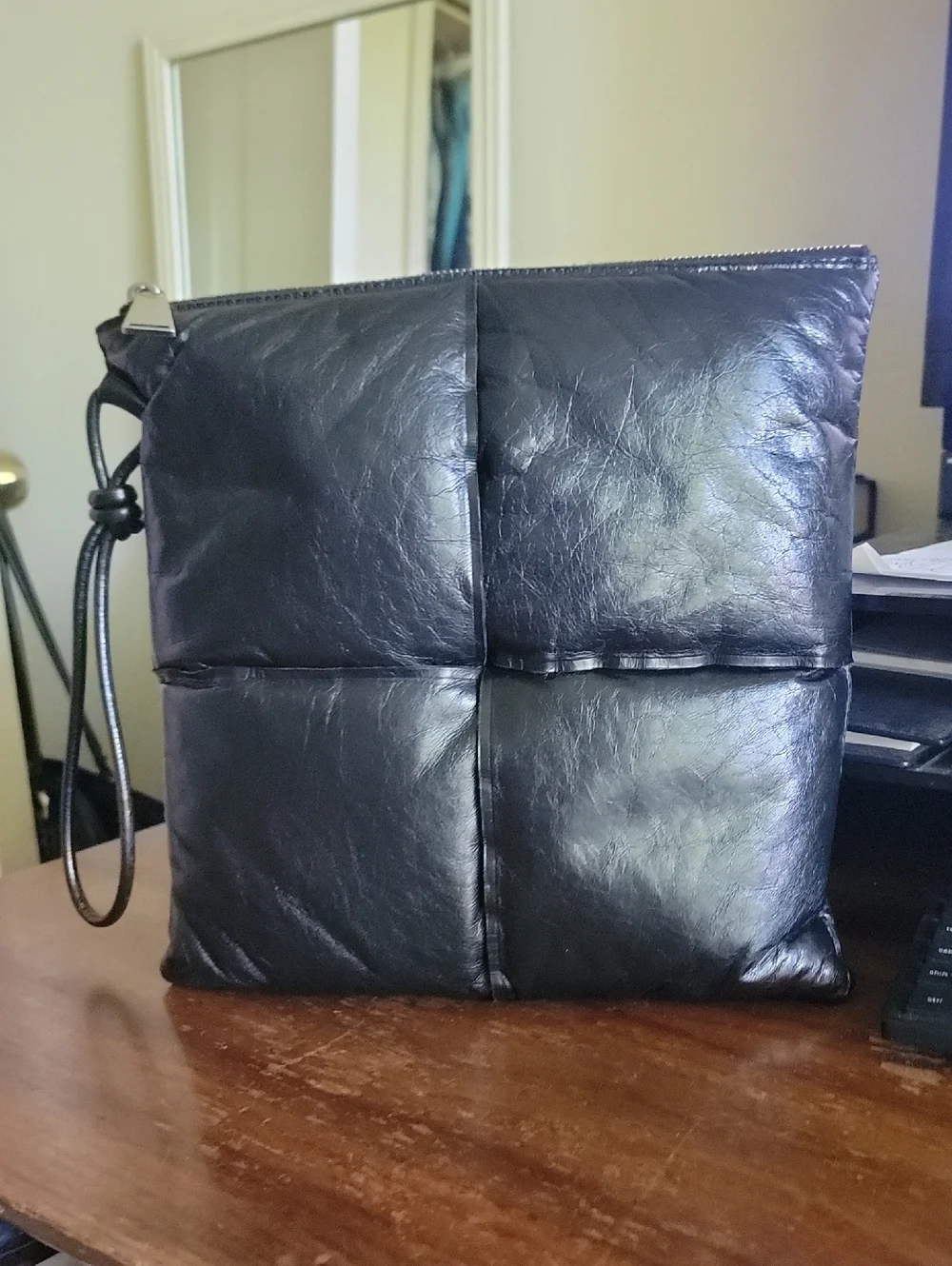 Bottega Veneta Black Quilted Leather Puffy Wristlet Pouch
